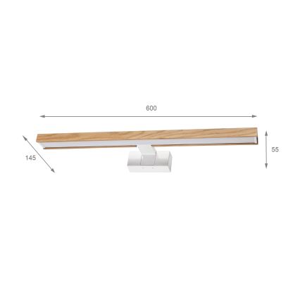 Brilagi - LED осветление за огледало за баня 3 в 1 WOODY MIRROR LED/12W/230V 60 см IP44 бял/дъб