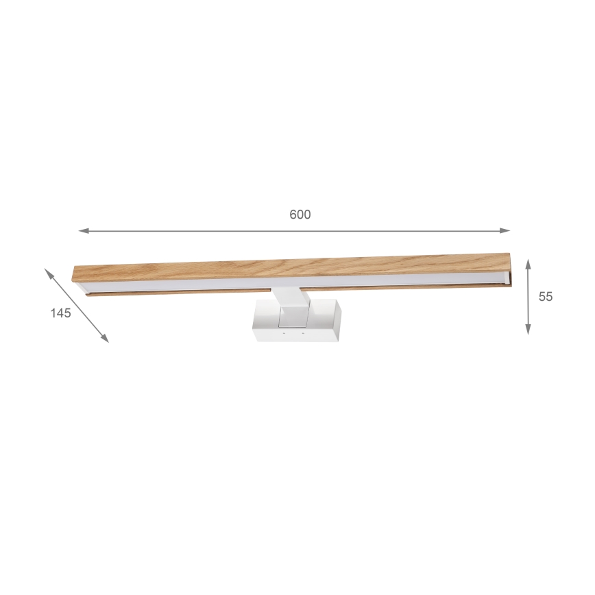 Brilagi - LED осветление за огледало за баня 3 в 1 WOODY MIRROR LED/12W/230V 60 см IP44 бял/дъб