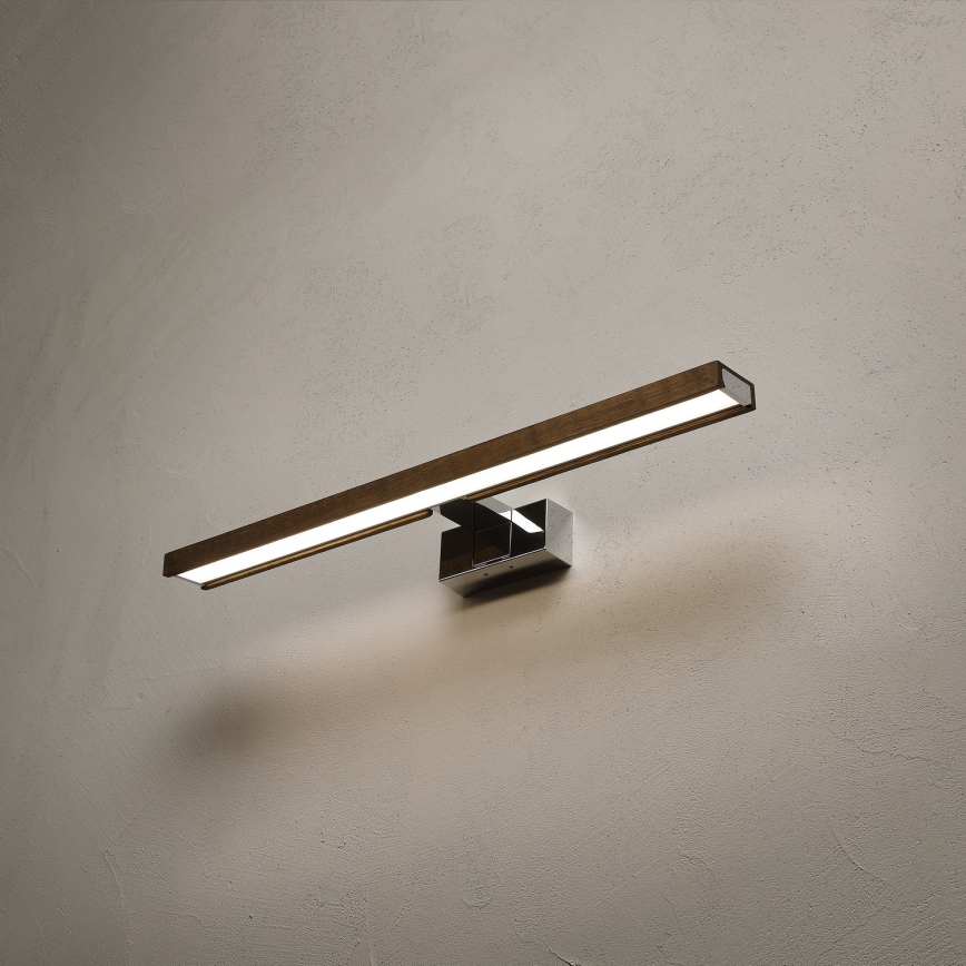Brilagi - LED осветление за огледало за баня 3 в 1 WOODY MIRROR LED/12W/230V 60 cm IP44 лъскав хром/дъб орех