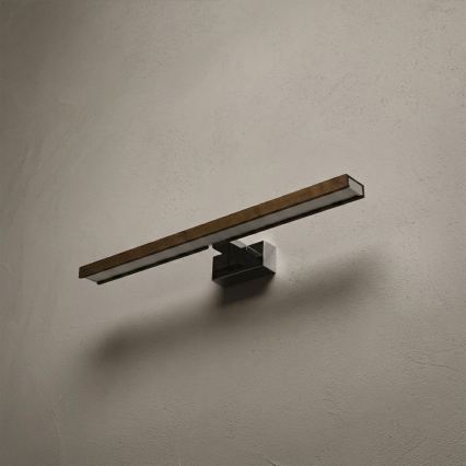 Brilagi - LED осветление за огледало за баня 3 в 1 WOODY MIRROR LED/12W/230V 60 cm IP44 лъскав хром/дъб орех