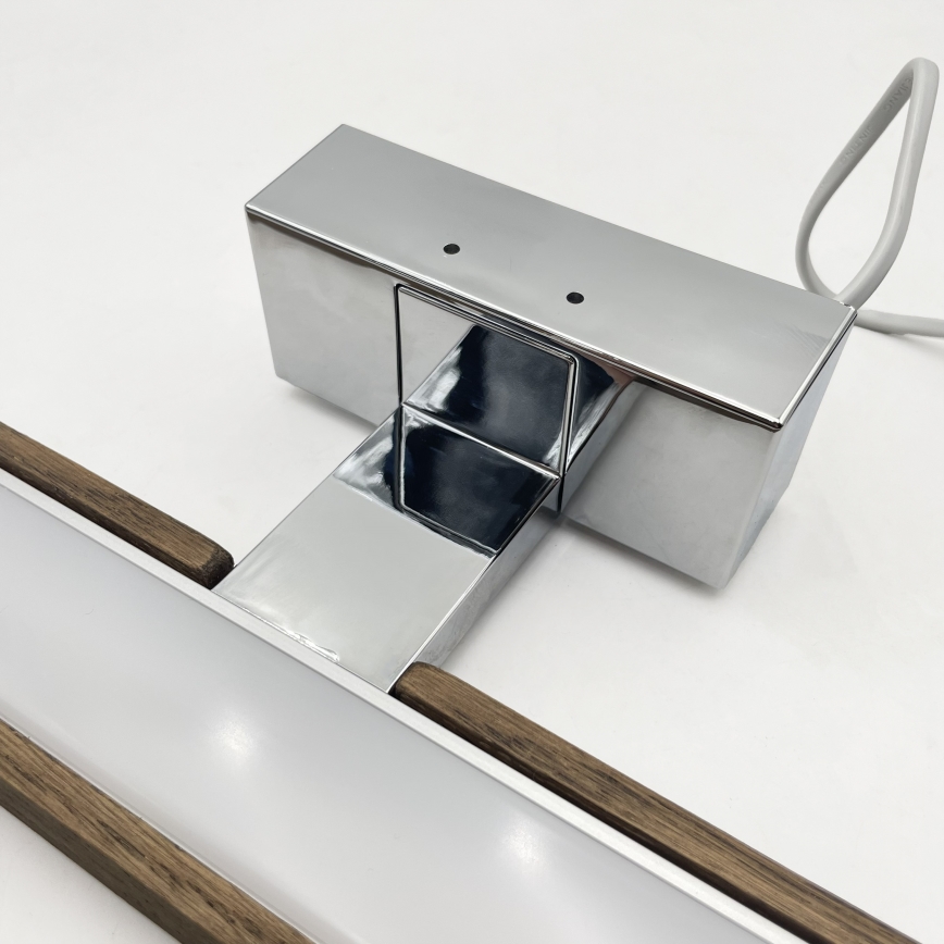 Brilagi - LED осветление за огледало за баня 3 в 1 WOODY MIRROR LED/12W/230V 60 cm IP44 лъскав хром/дъб орех