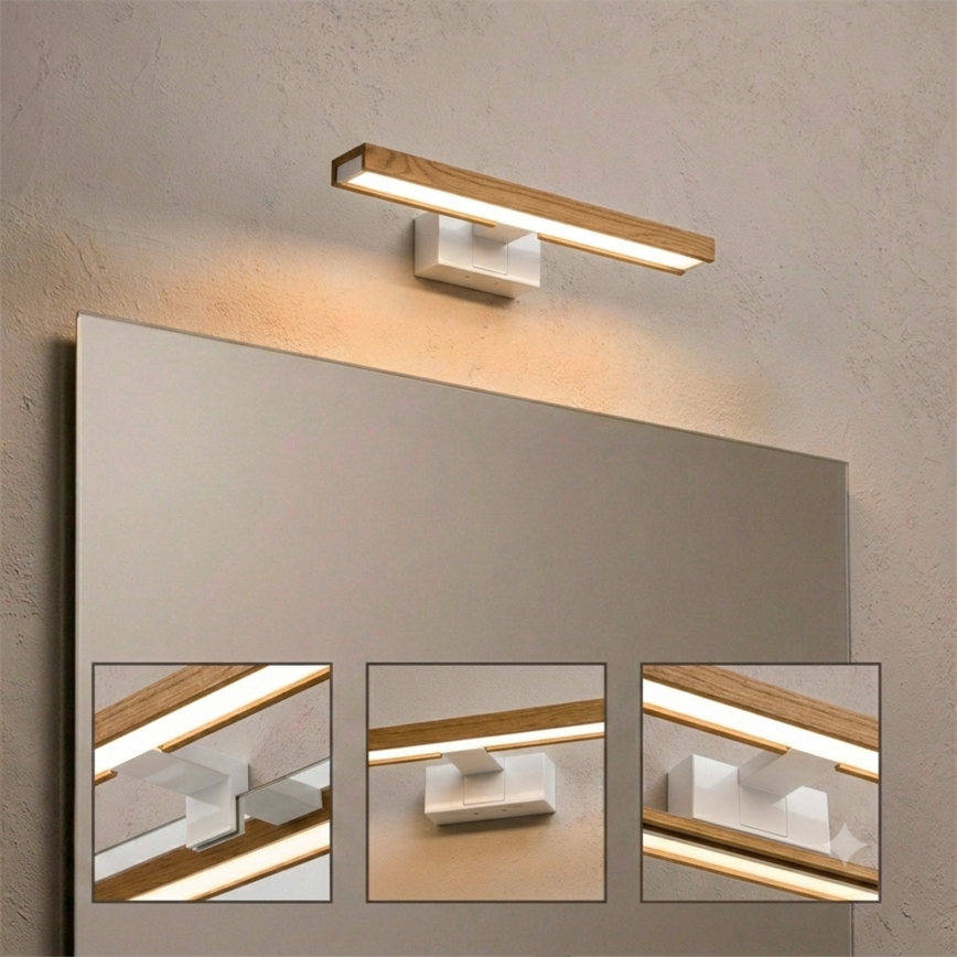 Brilagi - LED осветление 3 в 1 за огледало за баня WOODY MIRROR LED/8W/230V 40 cm IP44 бяло/дъб