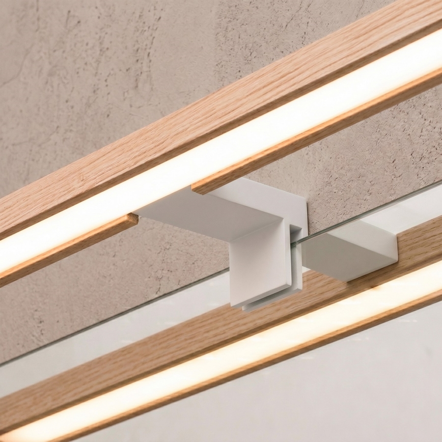Brilagi - LED осветление 3 в 1 за огледало за баня WOODY MIRROR LED/8W/230V 40 cm IP44 бяло/дъб