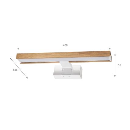Brilagi - LED осветление 3 в 1 за огледало за баня WOODY MIRROR LED/8W/230V 40 cm IP44 бяло/дъб