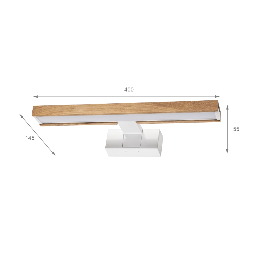 Brilagi - LED осветление 3 в 1 за огледало за баня WOODY MIRROR LED/8W/230V 40 cm IP44 бяло/дъб
