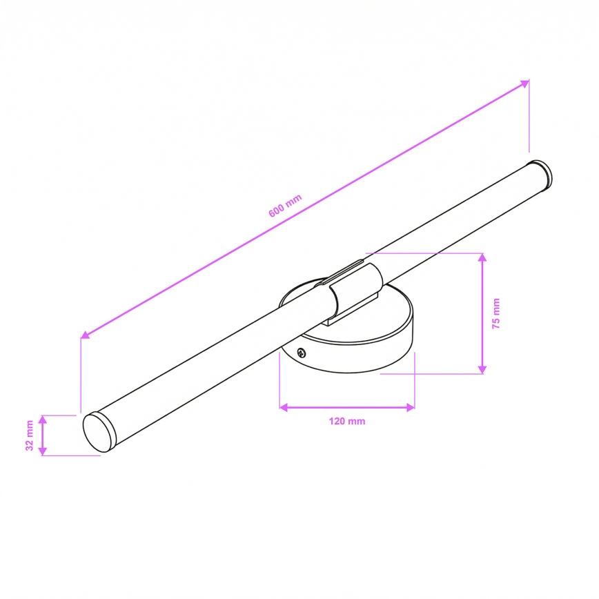 Brilagi - LED осветление за огледало за баня LARA LED/10W/230V 60 cm IP44 черно
