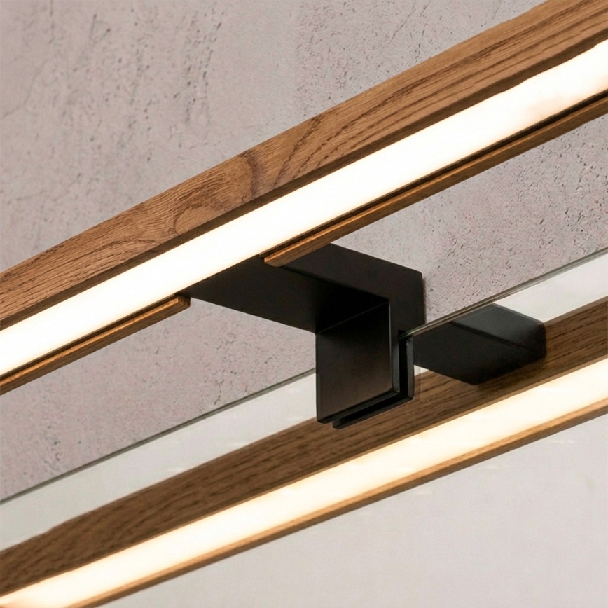 Brilagi - LED осветление за огледало в банята 3 в 1 WOODY MIRROR LED/12W/230V 60 см IP44 черно/дъб череша