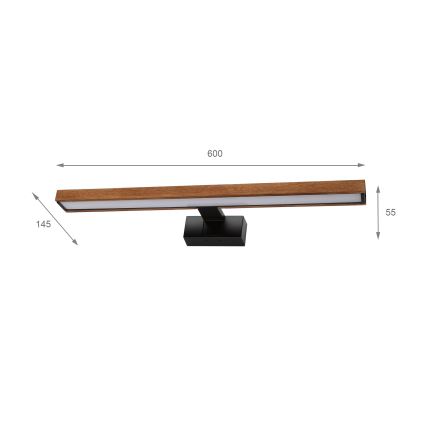 Brilagi - LED осветление за огледало в банята 3 в 1 WOODY MIRROR LED/12W/230V 60 см IP44 черно/дъб череша