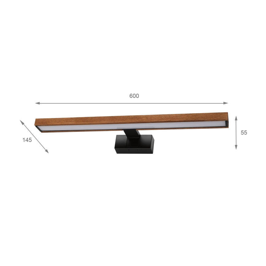 Brilagi - LED осветление за огледало в банята 3 в 1 WOODY MIRROR LED/12W/230V 60 см IP44 черно/дъб череша