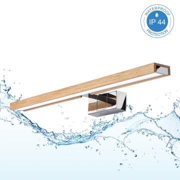 Brilagi - LED осветление за огледало за баня 3 в 1 WOODY MIRROR LED/12W/230V 60 cm IP44 лъскав хром/дъб