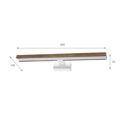 Brilagi - LED осветление за баня за огледало 3v1 WOODY MIRROR 3v1 LED/12W/230V 60 cm IP44 бяло/дъб орех