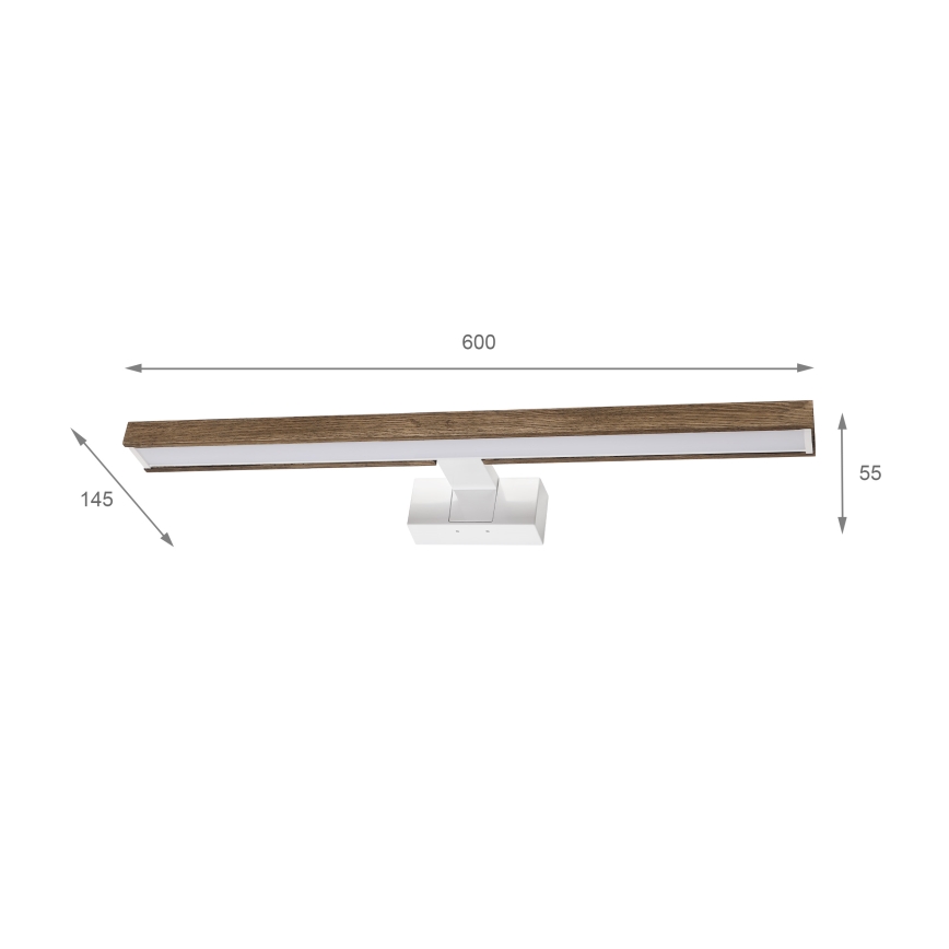 Brilagi - LED осветление за баня за огледало 3v1 WOODY MIRROR 3v1 LED/12W/230V 60 cm IP44 бяло/дъб орех