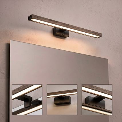 Brilagi - LED осветление за огледало за баня 3в1 WOODY MIRROR LED/12W/230V IP44 черно/дъб орех