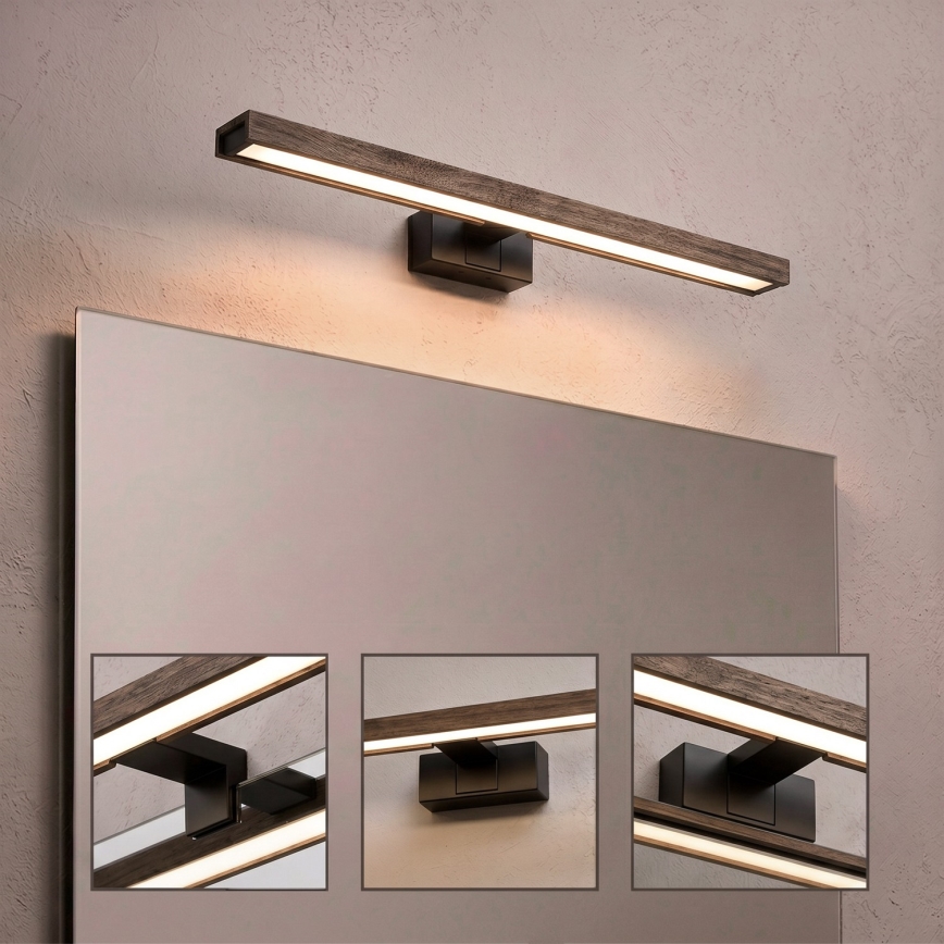 Brilagi - LED осветление за огледало за баня 3в1 WOODY MIRROR LED/12W/230V IP44 черно/дъб орех