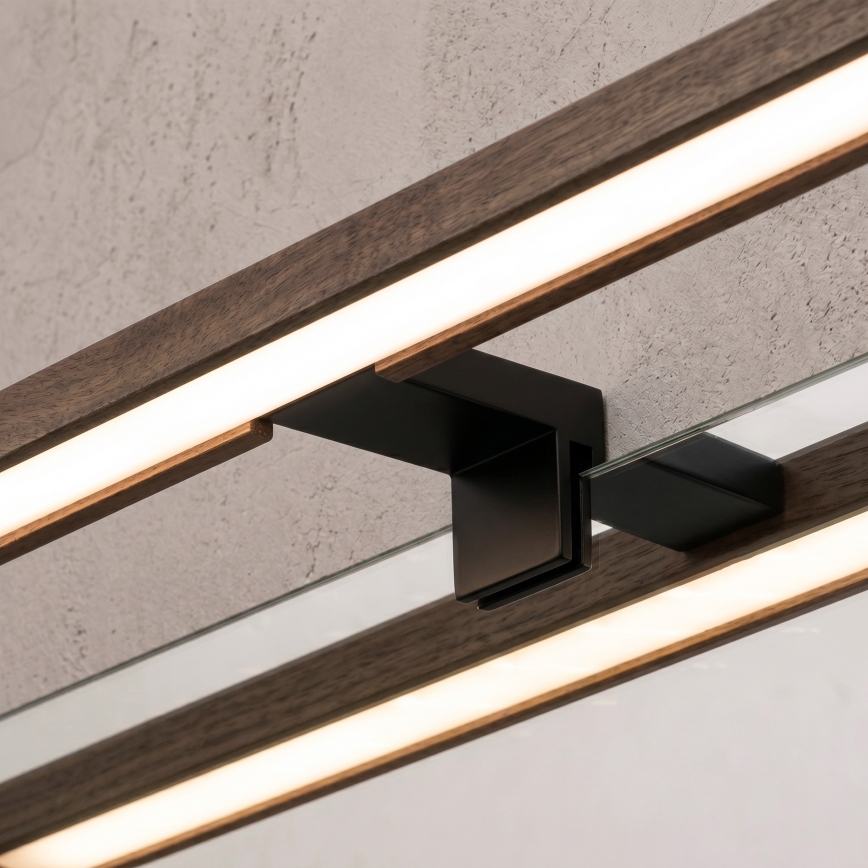 Brilagi - LED осветление за огледало за баня 3в1 WOODY MIRROR LED/12W/230V IP44 черно/дъб орех
