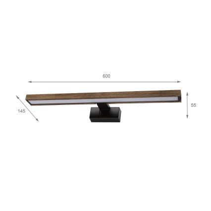 Brilagi - LED осветление за огледало за баня 3в1 WOODY MIRROR LED/12W/230V IP44 черно/дъб орех