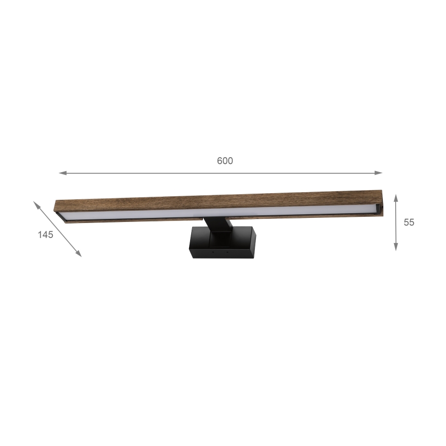 Brilagi - LED осветление за огледало за баня 3в1 WOODY MIRROR LED/12W/230V IP44 черно/дъб орех