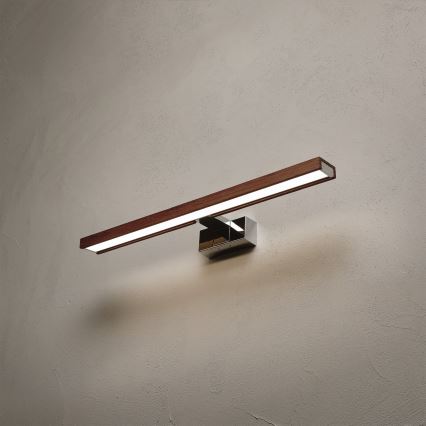 Brilagi - LED осветление за огледало за баня 3 в 1 WOODY MIRROR LED/12W/230V 60 см IP44 лъскав хром/дъб череша