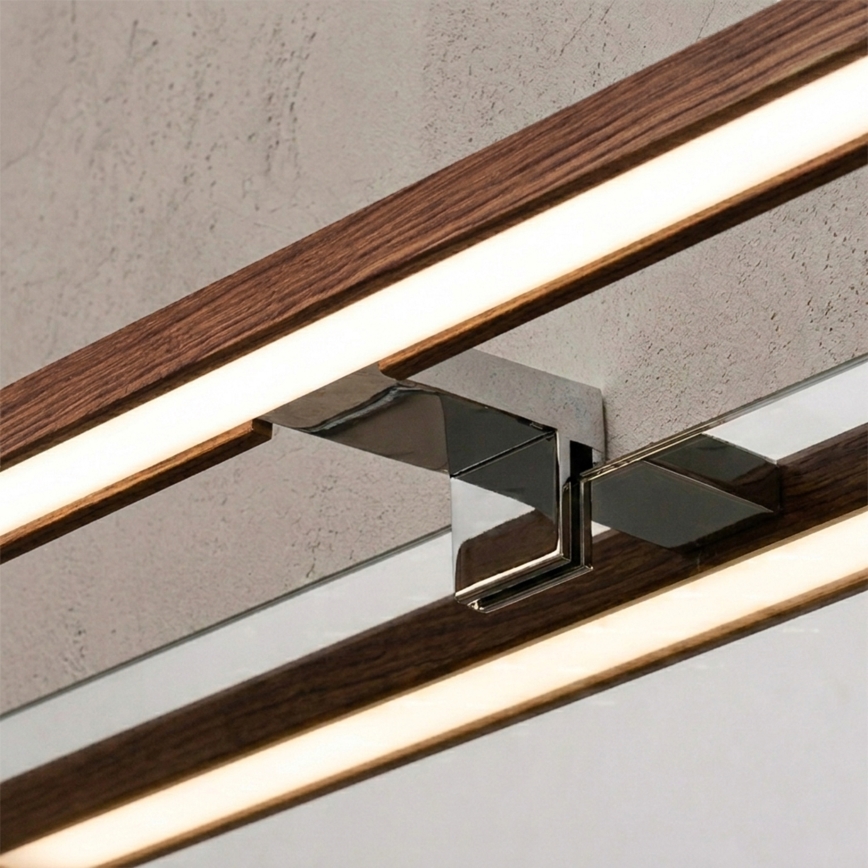 Brilagi - LED осветление за огледало за баня 3 в 1 WOODY MIRROR LED/12W/230V 60 см IP44 лъскав хром/дъб череша
