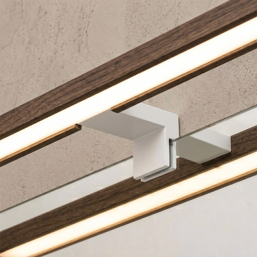Brilagi - LED осветление за огледало за баня 3в1 WOODY MIRROR LED/15W/230V 80 cm IP44 бял/дъб орех