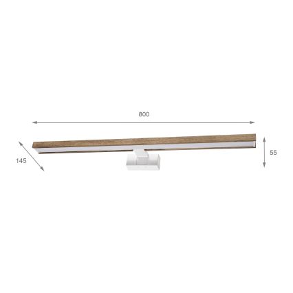 Brilagi - LED осветление за огледало за баня 3в1 WOODY MIRROR LED/15W/230V 80 cm IP44 бял/дъб орех