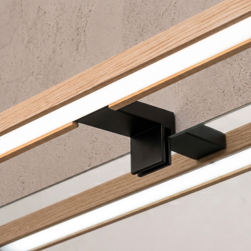Brilagi - LED осветление за огледало за баня 3 в 1 WOODY MIRROR LED/15W/230V 80 cm IP44 черно/дъб
