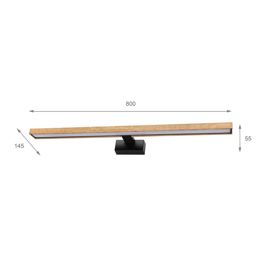 Brilagi - LED осветление за огледало за баня 3 в 1 WOODY MIRROR LED/15W/230V 80 cm IP44 черно/дъб