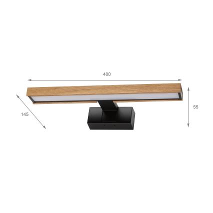 Brilagi - LED осветление за огледало за баня 3 в 1 WOODY MIRROR LED/8W/230V IP44 черно/дъб