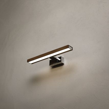 Brilagi - LED осветление за баня за огледало 3 в 1 WOODY MIRROR LED/8W/230V 40 cm IP44 лъскав хром/дъб орех