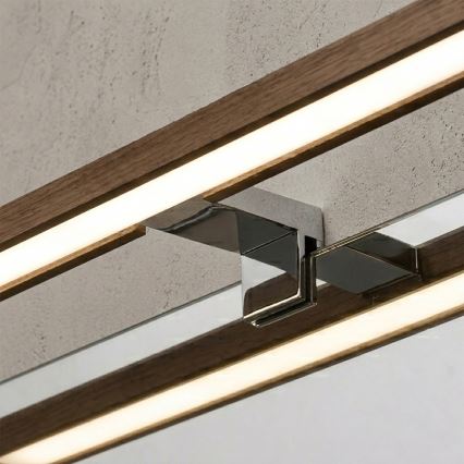 Brilagi - LED осветление за баня за огледало 3 в 1 WOODY MIRROR LED/8W/230V 40 cm IP44 лъскав хром/дъб орех