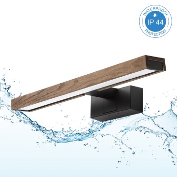 Brilagi - LED осветление за огледало за баня 3в1 WOODY MIRROR LED/8W/230V 40 cm IP44 черно/дъб-орех
