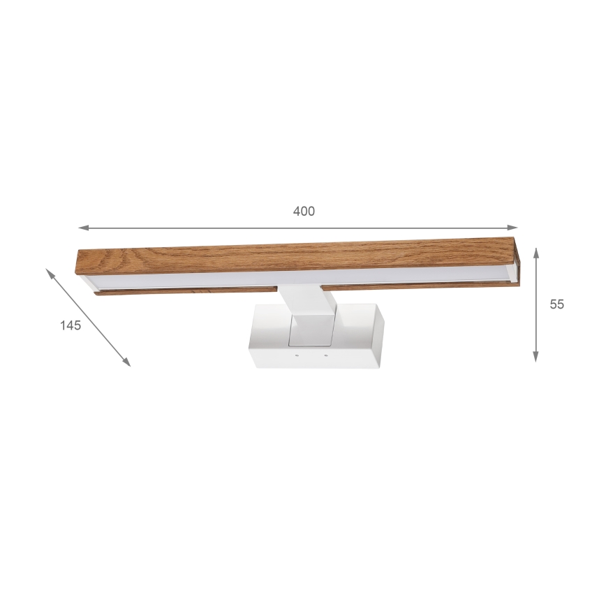 Brilagi - LED осветление за огледало за баня 3 в 1 WOODY MIRROR LED/8W/230V 40 см IP44 бял/дъб череша