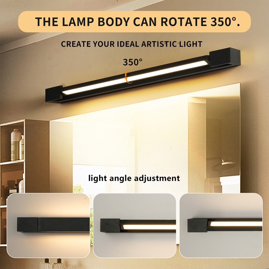 Brilagi - LED осветление за огледало за баня AQUA LINE LED/18W/230V 60 cm IP44 черно CRI 90