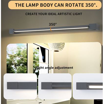 Brilagi - LED осветление за огледало за баня AQUA LINE LED/24W/230V 90 cm IP44 антрацит CRI 90