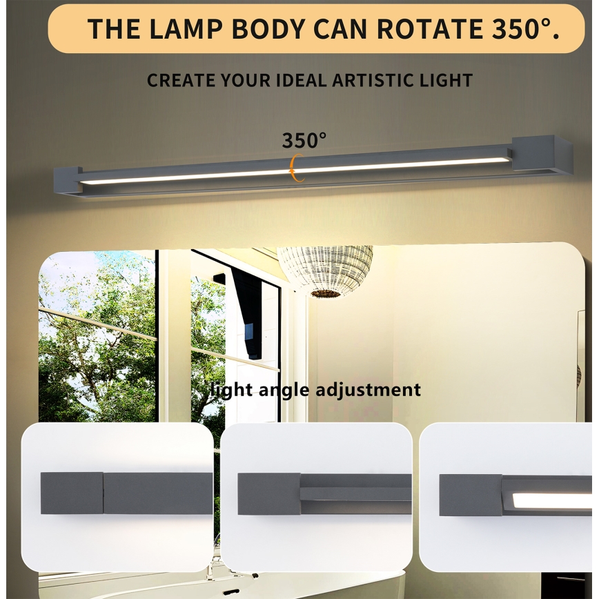 Brilagi - LED осветление за огледало за баня AQUA LINE LED/24W/230V 90 cm IP44 антрацит CRI 90