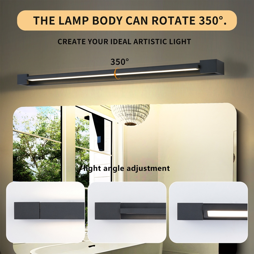 Brilagi - LED осветление за огледало за баня AQUA LINE LED/24W/230V 90 cm IP44 черно CRI 90