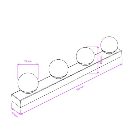 Brilagi - LED осветление за огледало HOLLYWOOD за баня 4xLED/3W/230V 53 cm IP44 златисто