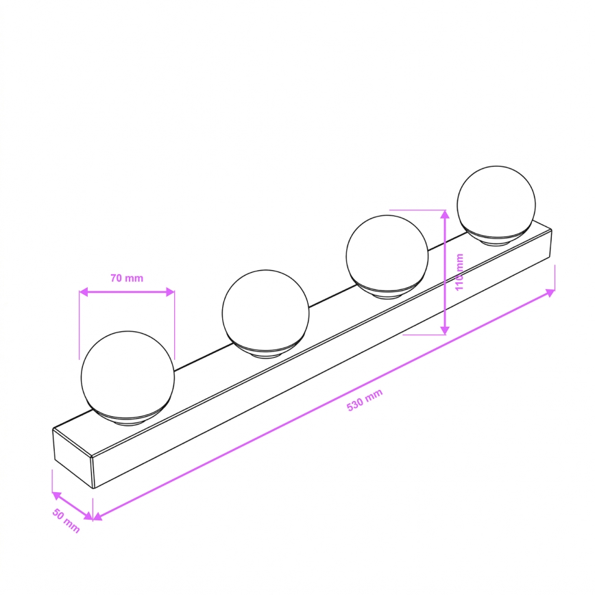 Brilagi - LED осветление за огледало HOLLYWOOD за баня 4xLED/3W/230V 53 cm IP44 златисто