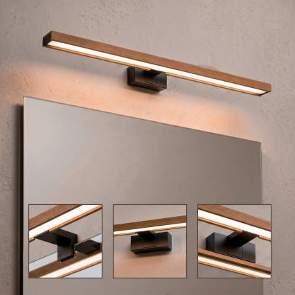 Brilagi - LED осветление за огледало за баня WOODY MIRROR 3 в 1 LED/15W/230V 80 cm IP44 черен/дъб череша