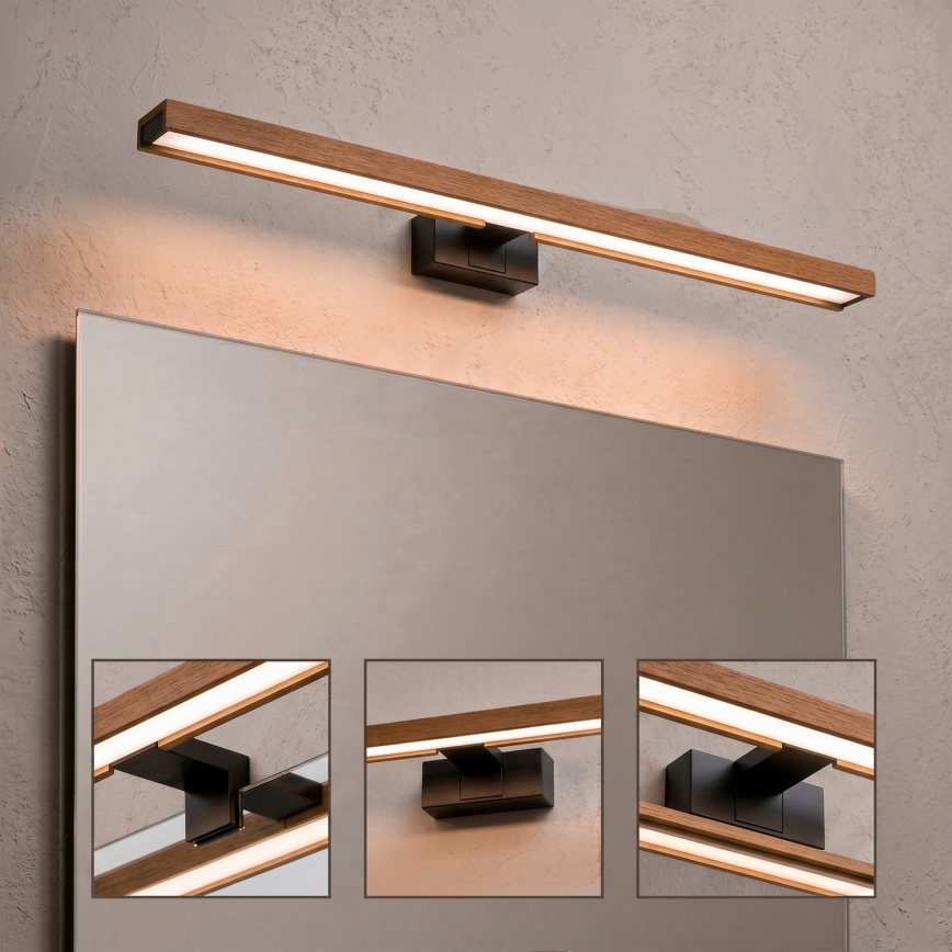 Brilagi - LED осветление за огледало за баня WOODY MIRROR 3 в 1 LED/15W/230V 80 cm IP44 черен/дъб череша