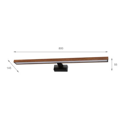 Brilagi - LED осветление за огледало за баня WOODY MIRROR 3 в 1 LED/15W/230V 80 cm IP44 черен/дъб череша