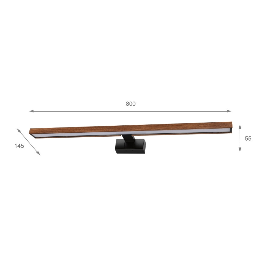 Brilagi - LED осветление за огледало за баня WOODY MIRROR 3 в 1 LED/15W/230V 80 cm IP44 черен/дъб череша