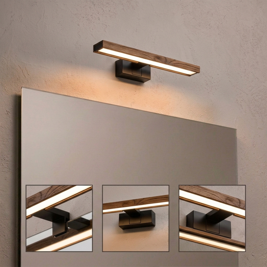 Brilagi - LED осветление за огледало за баня WOODY MIRROR 3 в 1 LED/8W/230V 40 cm IP44 черно/дъб