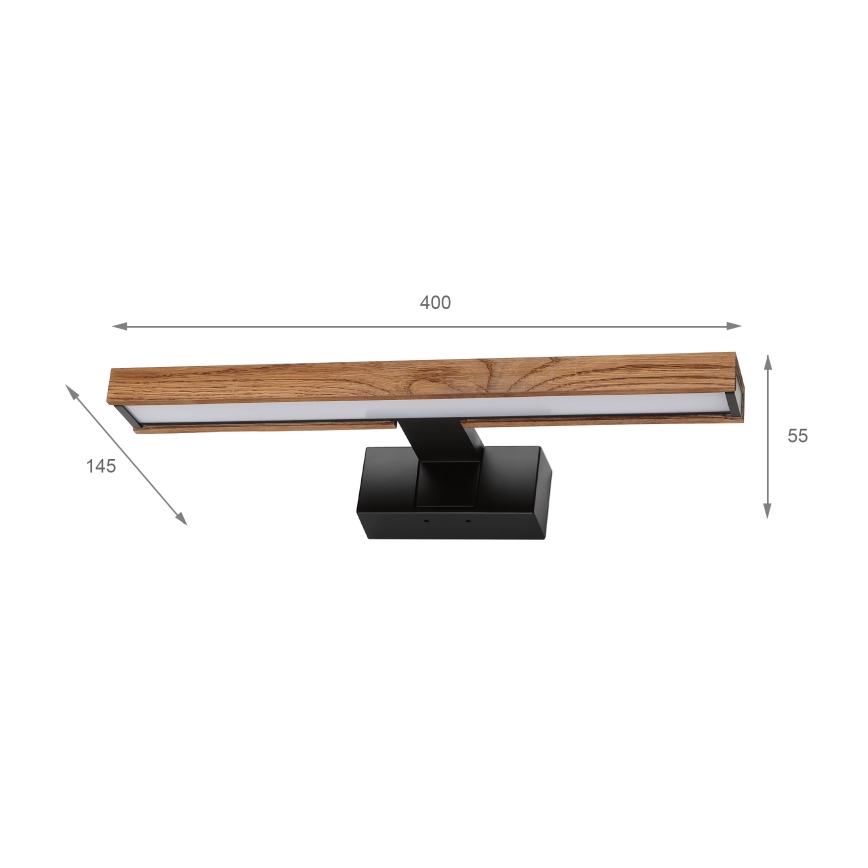 Brilagi - LED осветление за огледало за баня WOODY MIRROR 3 в 1 LED/8W/230V 40 cm IP44 черно/дъб