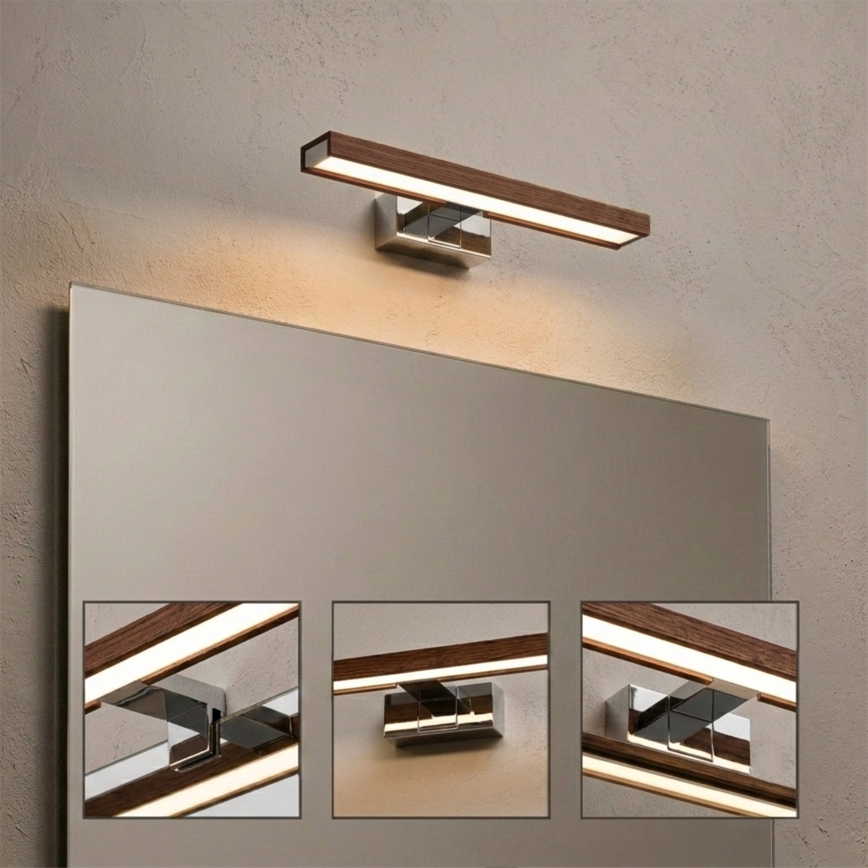 Brilagi - LED осветление за баня за огледало WOODY MIRROR 3 в 1 LED/8W/230V 40 cm IP44 лъскав хром/дъб череша