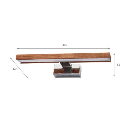Brilagi - LED осветление за баня за огледало WOODY MIRROR 3 в 1 LED/8W/230V 40 cm IP44 лъскав хром/дъб череша