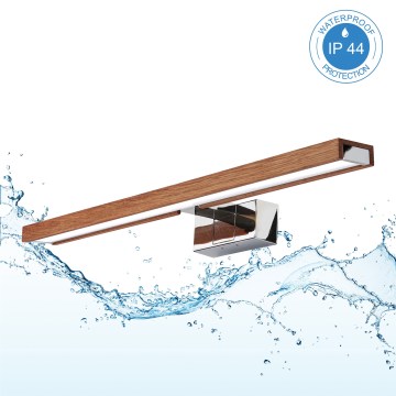 Brilagi - LED осветление за огледало за баня WOODY MIRROR 3в1 LED/12W/230V 60 см IP44 лъскав хром/дъб череша