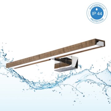 Brilagi - LED осветление за огледало за баня WOODY MIRROR 3в1 LED/12W/230V 60 см IP44 лъскав хром/дъб орех