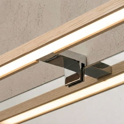 Brilagi - LED осветление за огледало в банята WOODY MIRROR 3 в 1 LED/8W/230V 40 см IP44 лъскав хром/дъб
