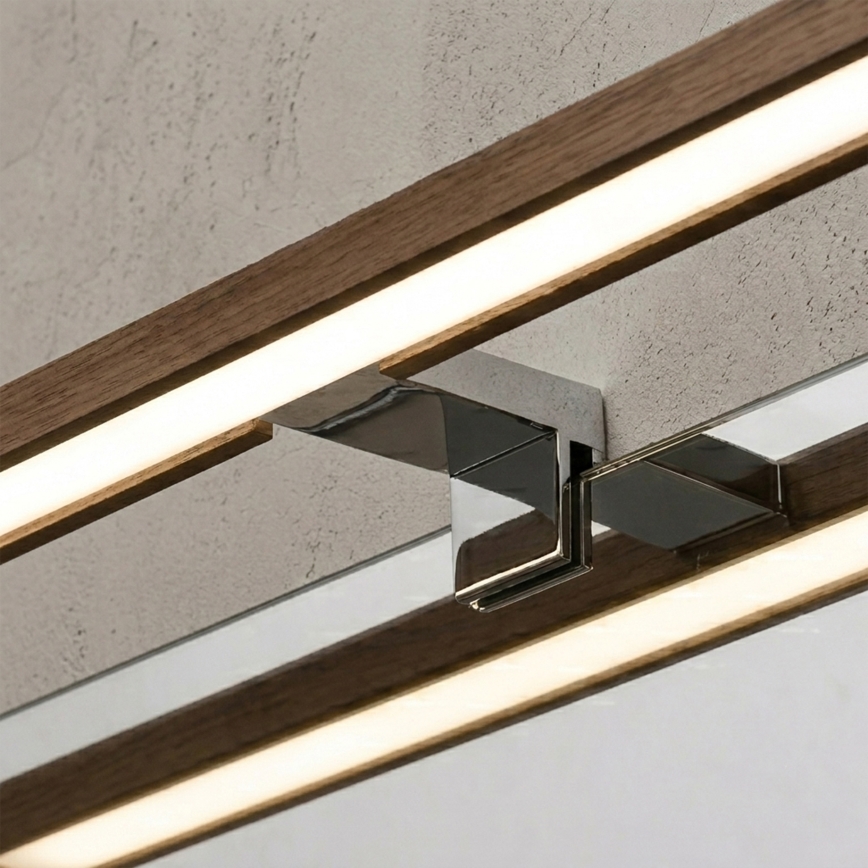 Brilagi - LED осветление за огледало за баня WOODY MIRROR 3 в 1 LED/8W/230V 40 cm IP44 лъскав хром/дъб орех